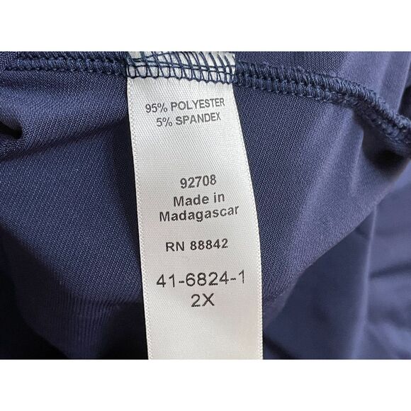 Catherine's Top Blouse Tunic Stretch Handkerchief Hem 2X Blue Polka Dot - Picture 3 of 9